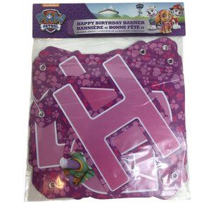 Paw Patrol Happy Birthday Banner 6.59 Ft Nickelodeon Pink Skye Everest Marshall